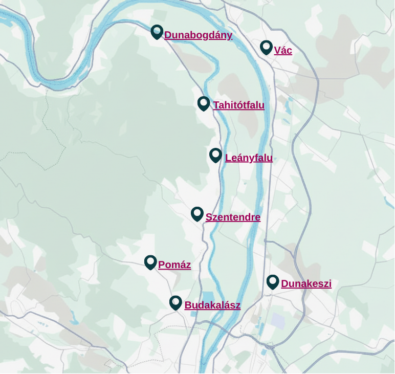 Térkép Szentendréről és környékéről.